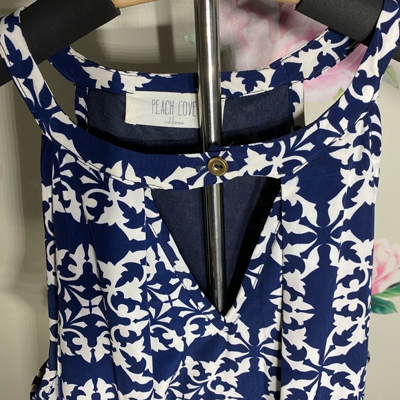Peach Love California Blue and White Halter Midi Sundress Size S - Picture 3 of 4